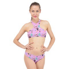 Pink Krampus Christmas High Neck Bikini Set by InPlainSightStyle