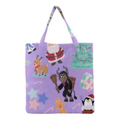 Purple Krampus Christmas Grocery Tote Bag by InPlainSightStyle