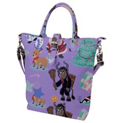 Purple Krampus Christmas Buckle Top Tote Bag by InPlainSightStyle