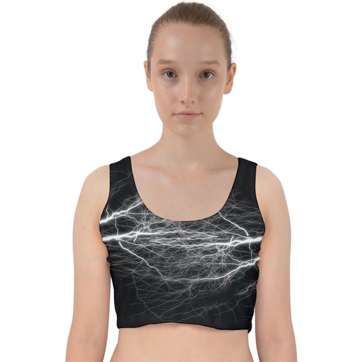 Flash-electricity-energy-current Velvet Racer Back Crop Top