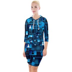 Smartphone-system-web-news Quarter Sleeve Hood Bodycon Dress