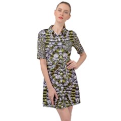 Acid Green Repeats I Belted Shirt Dress by kaleidomarblingart