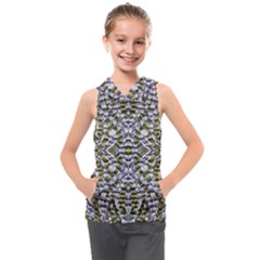 Acid Green Repeats I Kids  Sleeveless Hoodie by kaleidomarblingart