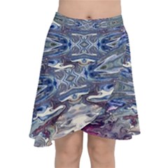 Abstract Pouring Chiffon Wrap Front Skirt by kaleidomarblingart