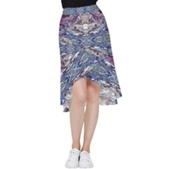 Abstract Pouring Frill Hi Low Chiffon Skirt by kaleidomarblingart