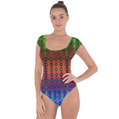 Fractaled Pixels Short Sleeve Leotard  by Thespacecampers