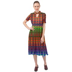 Fractaled Pixels Keyhole Neckline Chiffon Dress by Thespacecampers