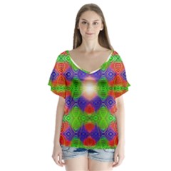 Helix Heaven V-Neck Flutter Sleeve Top