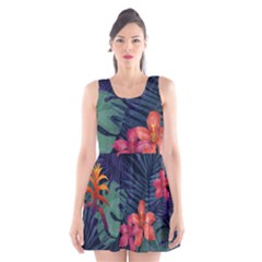 Colorful Flowers Scoop Neck Skater Dress by HWDesign