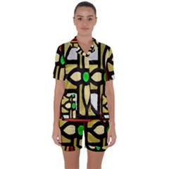 Abstract-0001 Satin Short Sleeve Pajamas Set by nate14shop