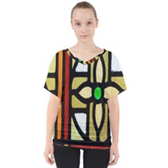 Abstract-0001 V-neck Dolman Drape Top by nate14shop