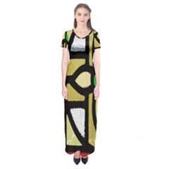 Abstract-0001 Short Sleeve Maxi Dress by nate14shop