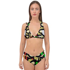 Abstract-0001 Double Strap Halter Bikini Set