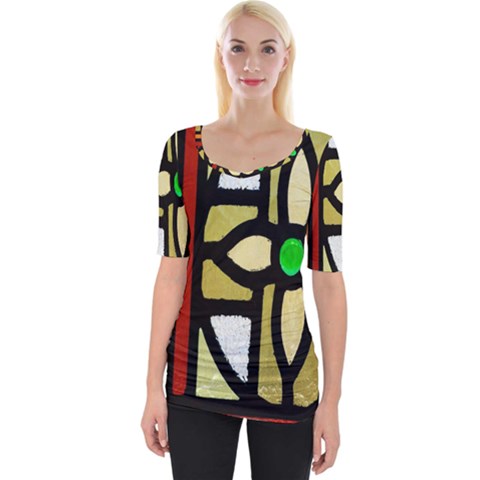 Abstract-0001 Wide Neckline Tee by nate14shop