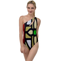 Abstract-0001 To One Side Swimsuit by nate14shop