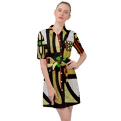 Abstract-0001 Belted Shirt Dress by nate14shop