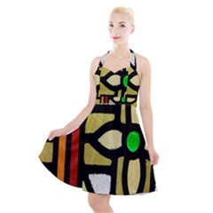 Abstract-0001 Halter Party Swing Dress  by nate14shop