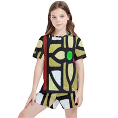 Abstract-0001 Kids  Tee And Sports Shorts Set