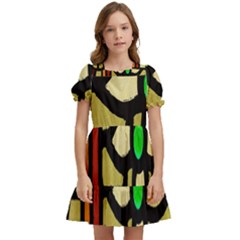 Abstract-0001 Kids  Puff Sleeved Dress by nate14shop