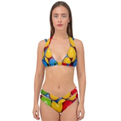 Background-b 001 Double Strap Halter Bikini Set by nate14shop