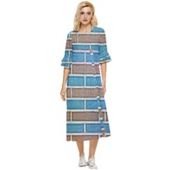 Brick-wall Double Cuff Midi Dress by nate14shop