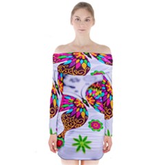 Butterfly-b 001 Long Sleeve Off Shoulder Dress by nate14shop