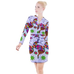 Butterfly-b 001 Button Long Sleeve Dress by nate14shop