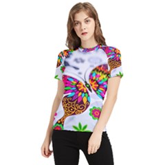 Butterfly-b 001 Women s Short Sleeve Rash Guard by nate14shop