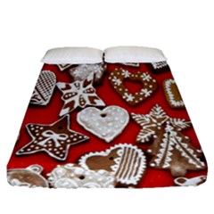Christmas-b 001 Fitted Sheet (queen Size)