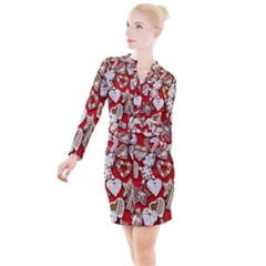 Christmas-b 001 Button Long Sleeve Dress by nate14shop