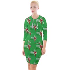 Christmas-b 002 Quarter Sleeve Hood Bodycon Dress