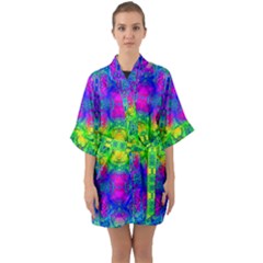 Happy Colors Half Sleeve Satin Kimono  by Thespacecampers