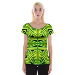 Abstract Pattern Geometric Backgrounds Cap Sleeve Top by Eskimos