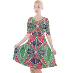 Abstract Pattern Geometric Backgrounds  Quarter Sleeve A-line Dress by Eskimos