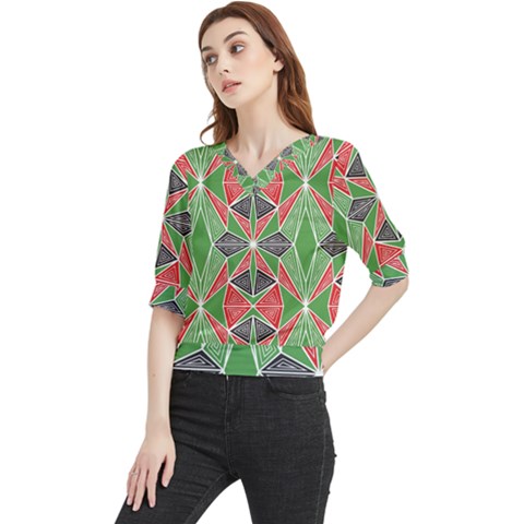 Abstract Pattern Geometric Backgrounds  Quarter Sleeve Blouse by Eskimos