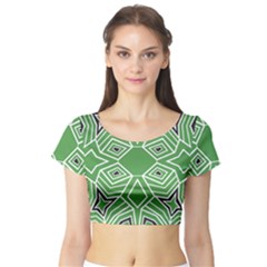 Abstract Pattern Geometric Backgrounds  Short Sleeve Crop Top by Eskimos