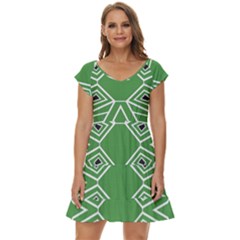 Abstract Pattern Geometric Backgrounds  Short Sleeve Tiered Mini Dress