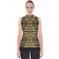 Abstract Pattern Geometric Backgrounds Mock Neck Shell Top by Eskimos