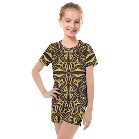 Abstract Pattern Geometric Backgrounds Kids  Mesh Tee And Shorts Set by Eskimos