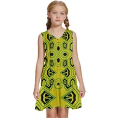 Abstract Pattern Geometric Backgrounds  Kids  Sleeveless Tiered Mini Dress by Eskimos