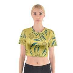 Folk Flowers Print Floral Pattern Ethnic Art Cotton Crop Top by Eskimos