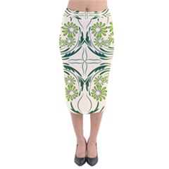 Folk Flowers Print Floral Pattern Ethnic Art Velvet Midi Pencil Skirt by Eskimos