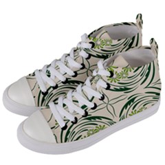 Folk Flowers Print Floral Pattern Ethnic Art Women s Mid-top Canvas Sneakers by Eskimos