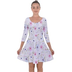 Background-a 007 Quarter Sleeve Skater Dress