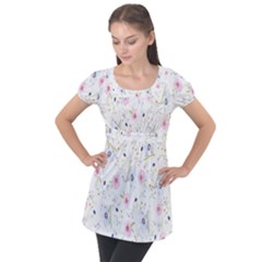 Background-a 007 Puff Sleeve Tunic Top