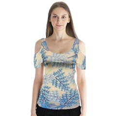 Fabric-b 001 Butterfly Sleeve Cutout Tee 