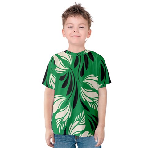 Folk Flowers Print Floral Pattern Ethnic Art Kids  Cotton Tee by Eskimos