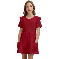 Fabric-b 002 Kids  Frilly Sleeves Pocket Dress