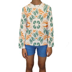 Folk Flowers Print Floral Pattern Ethnic Art Kids  Long Sleeve Swimwear by Eskimos