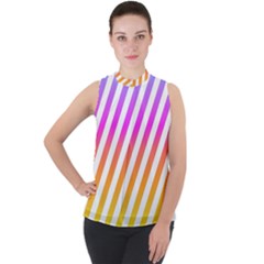 Abstract-lines-mockup-oblique Mock Neck Chiffon Sleeveless Top